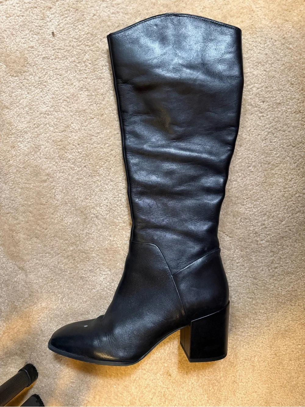 Nordstrom Black Over-the-Knee Leather Boots with Block Heel